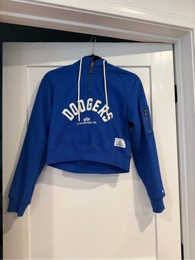 Dodgers Blue Cropped Hoodie Sweater - Alpha Industries